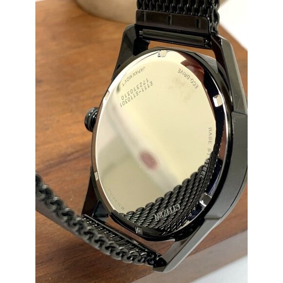 Citizen Men's Watch BM6988-57E Eco-Drive Black Dial Solar Mesh Stainless Steel - Picture 6 of 13